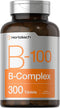 Horbaach Vitamin B-100 Complex, 300 Tablets, 100% of Daily Value, Vegetarian, Non-GMO, Gluten Free Supplement