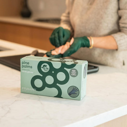 FRAMAR Disposable Latex-Free Green Gloves - Heavy Duty Medium Nitrile Gloves for Tattoo, Cooking, Biodegradable, 100