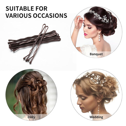 Mini Brown Bobby Pins Holder, 200 PCS Brown Bobby Hair Pins for Thick Hair Styling