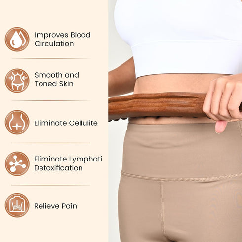 KEAJVXT 20 Guasha Wood Massage Stick Tools Wooden Therapy Scraping Lymphatic Drainage Massager, Double Row Beads Point