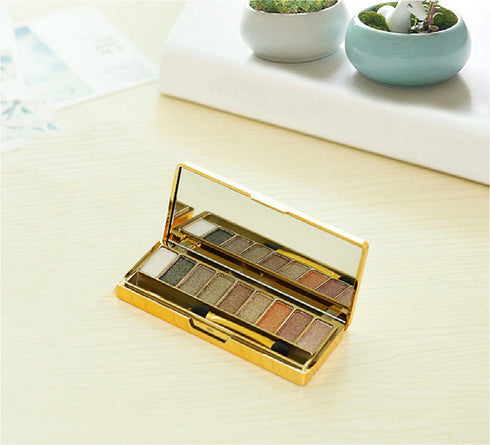 Sparkle Eyeshadow Palette & 9 Colors Shimmer Makeup Palette & Cosmetic Brush Set, Gold Glitter, Highly Shining