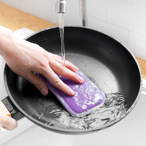 6 Pack Multi-Purpose Scrub Sponges in 6 Colors, Non-Scratch Microfiber for Effortless Kitchen Cleaning