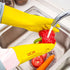 Vgo... 1-Pair Reusable Household Gloves, Rubber Dishwashing Gloves, Extra Thickness, Long Sleeves, Size L, Yellow
