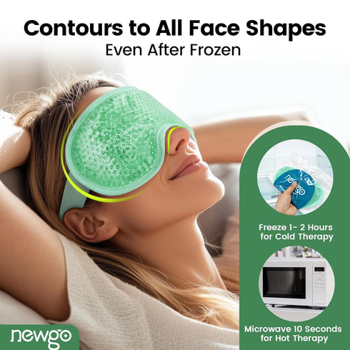 NEWGO Cooling Eye Mask Gel, Cold Eye Mask for Puffy Eyes, Eye Ice Pack for Stress Relief - Green