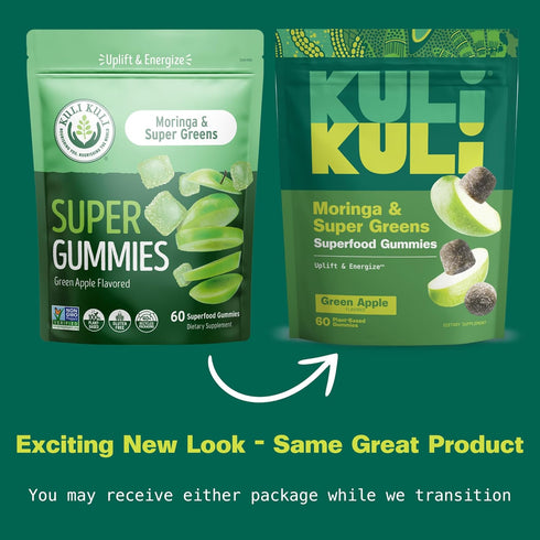 Kuli Kuli Super Energy Gummies - 60 Non-GMO, Gluten-Free Moringa Gummies, Caffeine-Free Natural Energy Booster