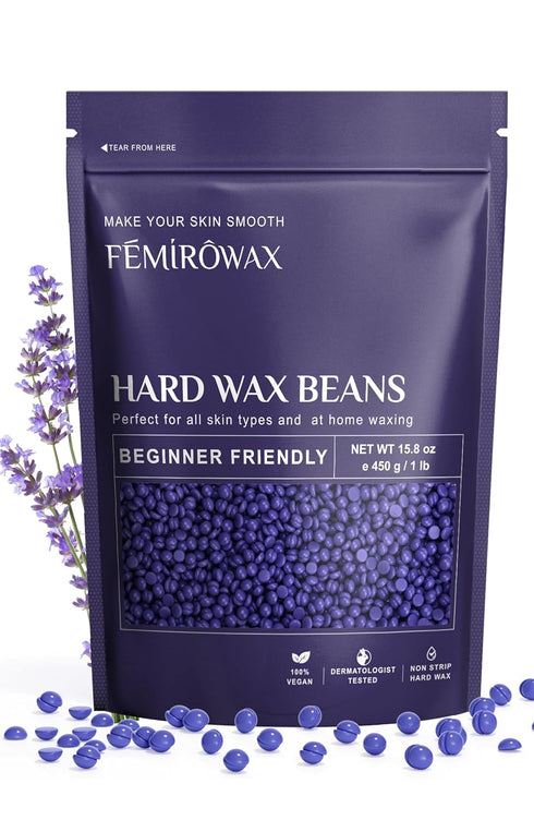 Wax Beads, 1lb Hard Wax Beans for Hair Removal, Lavender Formula Waxing Beads for Sensitive Skin