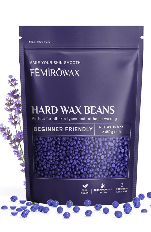 Wax Beads, 1lb Hard Wax Beans for Hair Removal, Lavender Formula Waxing Beads for Sensitive Skin