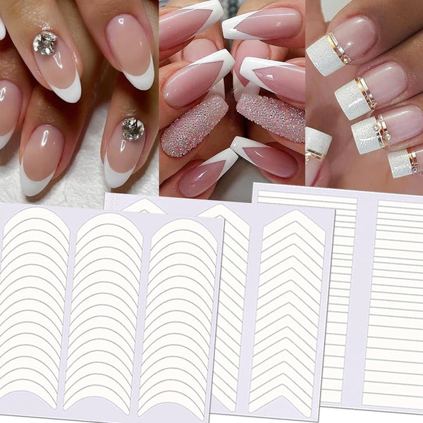 TailaiMei 1752 Pieces French Manicure Nail Art Stickers, Self-Adhesive Nail Tips Guides for DIY Decoration