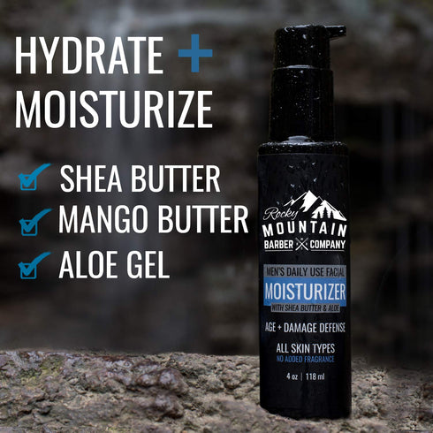 Men's Face Moisturizer with Shea Butter, Jojoba Oil, Argan Oil & Glycerin - Fragrance-Free for All Skin Types
