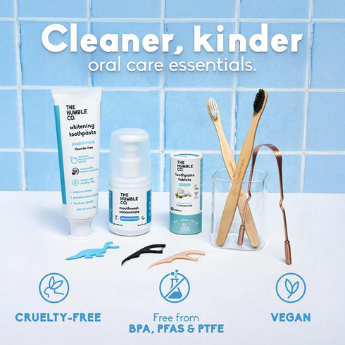 The Humble Co Mouthwash Concentrate for Bad Breath - Fluoride Free Natural Mouth Wash Rinse for Fresh Breath, Gum