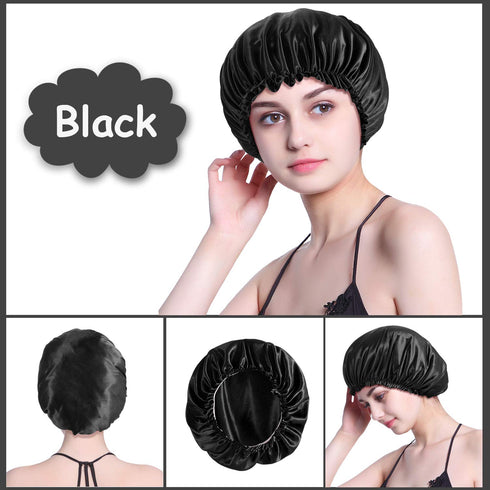 ROYBENS Satin Bonnet for Women - 4PCS Set, Silk Sleep Cap for Curly Hair