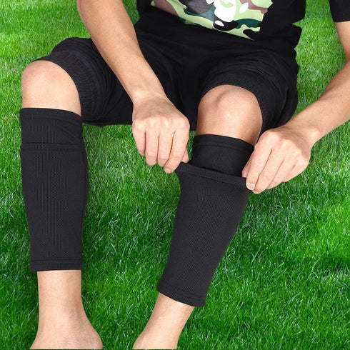 Soccer Shin Guard Sock, Leg Performance Support Compression Calf Sleeves with Pocket