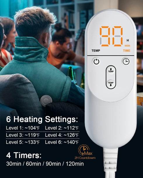 Heating Pad for Neck and Shoulder Pain Relief, Large 17x23inch Electric Heating Pad, 6 Heat Settings, Auto Shut Off,