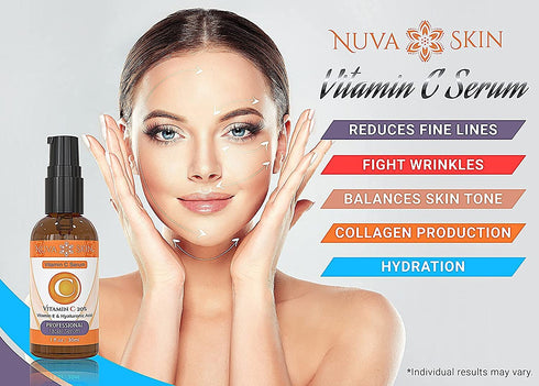 Vitamin C Serum for Face - Anti Aging Brightening Serum with Hyaluronic Acid, Facial Serum for Collagen Production &