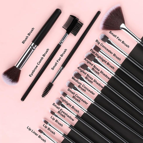 SOLVE Makeup Brush Set, 32 Pieces Professional Brushes Kit, Wooden Handle, Black