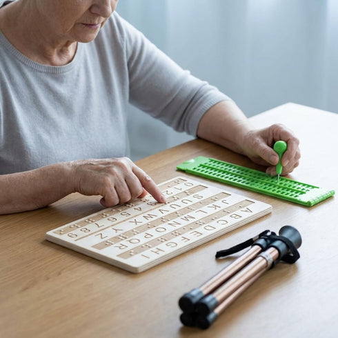 Trandraft 4 28 Braille Slate and Stylus Kit with Line Cells Braille Slate and Stylus Alphabet Board Writing Label Maker
