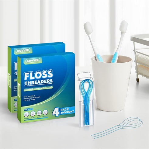 Floss Threaders, Deep Clean Floss for Braces, Bridges, Implants, 200 Count (Pack of 4)