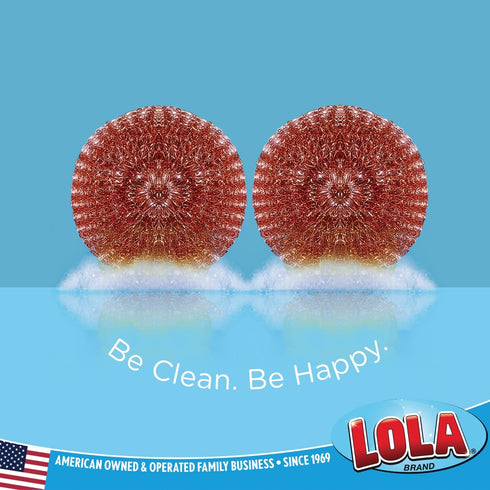 Lola Products Copper Mesh Scourer, Heavy Duty Cleaning Pads, 2 Pack, Odor Free & Rust Proof
