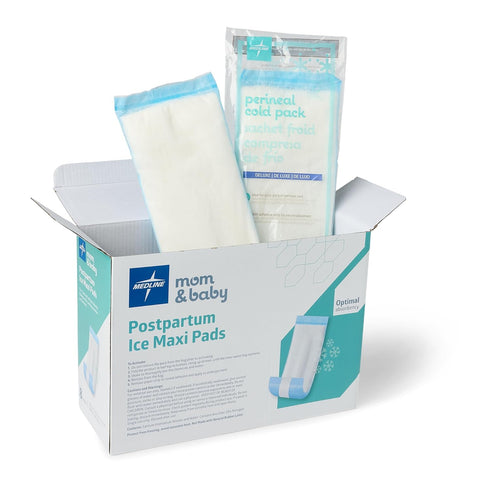 Medline 2-in-1 Absorbent Perineal Pad and Instant Cold Ice Packs - Essential for Postpartum Care (8 Count)