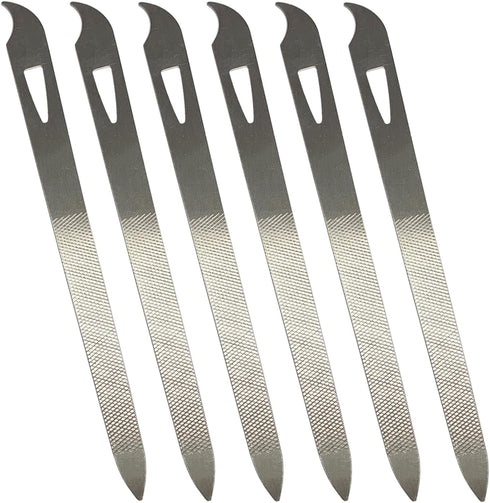 Nail Files for Natural Nails (6 Pack), Metal Nail File 5.5’’ Stainless Steel Thin Durable Nail Filer with Curved Sharp