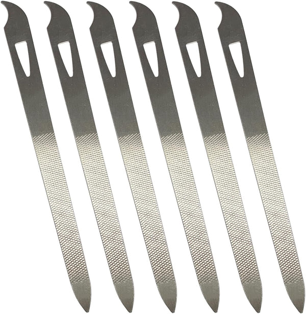 Nail Files for Natural Nails (6 Pack), Metal Nail File 5.5’’ Stainless Steel Thin Durable Nail Filer with Curved Sharp