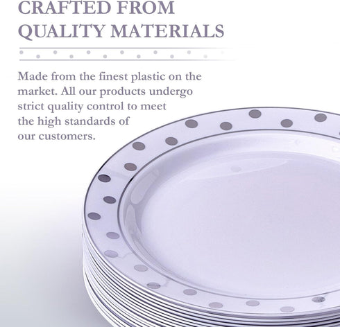Silver Disposable Plates for Party, 20 Piece Heavy Duty Dinner Set, 7.5”