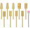 Honoson 10 Pcs Nail Drill Bits Set, 3/32 Inch Tungsten Carbide Bits for Nail Tech, Manicure Pedicure Tools (Gold)