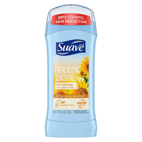 Suave Deodorant Antiperspirant Stick, 48-Hour Odor Protection, Everlasting Sunshine, 2.6 oz