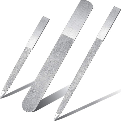 Mudder 3 Pcs Diamond Nail File Set, Stainless Steel Double Side Nail File for Salon Home and Travel