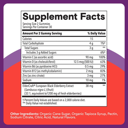 Immunity Gummies: Immune B6 B12 60 Count (30 SmartyPants Kids Elderberry Kids Support Supplement, Vitamin C, Vitamin D