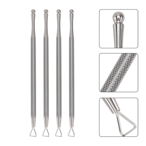 LALAFINA 8 Pcs Stainless Steel Cuticle Remover Tools, Triangular Cuticle Peller, Nail Art Scraper