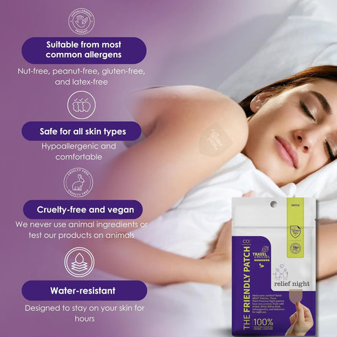 Relief Night Patch - 8 pack with Arnica, White Willow Bark, Melatonin for Soreness and Sleep