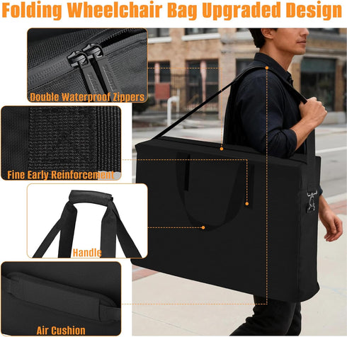 Chairs(35" 26" 10" Kovshuiwe Outdoor Wheelchair Carry & Travel Bag, Designed For Folding Rollator Walkers, Fit
