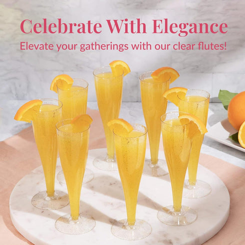 Prestee 24 Plastic Champagne Flutes, Gold Disposable Mimosa Flute for Party Supplies, Wedding, Shower
