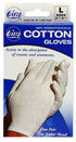 Moisturizing Eczema 100% Premium Cotton Gloves, Large, White, Cara, 1 Pair