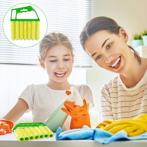 2 Pcs Window Venetian Blind Cleaner Tool, Washable 7 Fingers Dusting Cleaner and Air Vent Brush, Blue Green