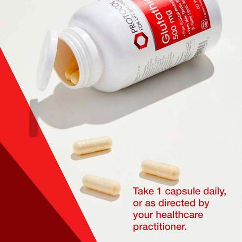 Protocol Glutathione 500mg Immune Support with Milk Thistle Extract & Alpha Lipoic Acid, 60 Veg Caps