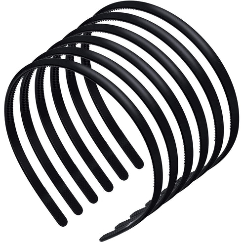 WILLBOND 6 Pieces Plastic Plain Headbands with Teeth Comb, Halloween Skinny DIY Hair Bands for Women Girls