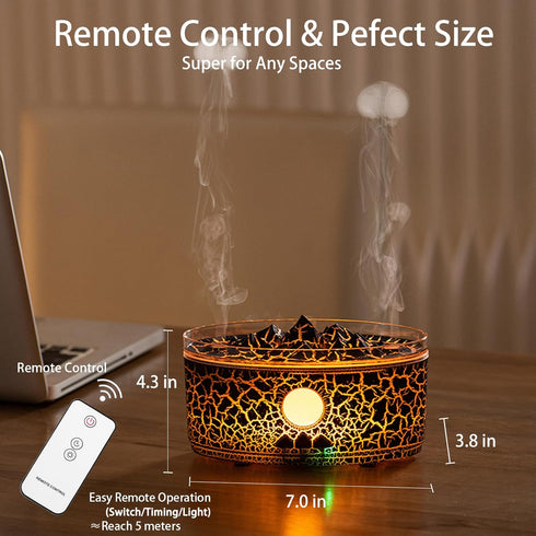 Paxeer Humidifier,300ml 4 3 Flame Fire Essential Oil Diffuser Aromatherapy Diffuser with Remote Control, Auto Shut-Off