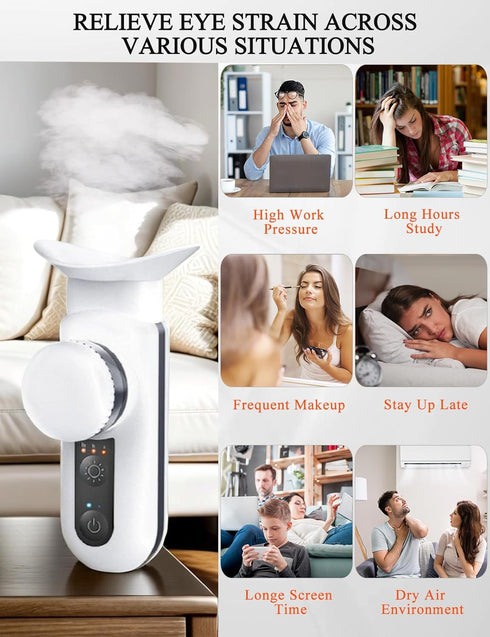Heated USB Nano Eye Moisturizer & Soother - Portable Drops Steamer for Dry Eye, Rechargeable Electric Mist Sprayer