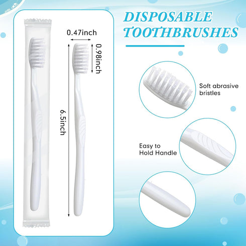 Tessco 500 Pcs Disposable Toothbrushes, Individually Wrapped Soft Bristle Tooth Brush Set for Adults Oral Hygiene