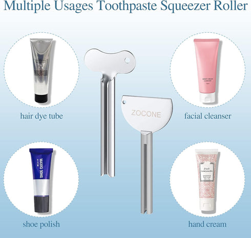 ZOCONE Toothpaste Squeezer, 6pcs Metal Tube Squeezer Key, Stainless Steel Toothpaste Roller for Paint, Cream, Cosmetic