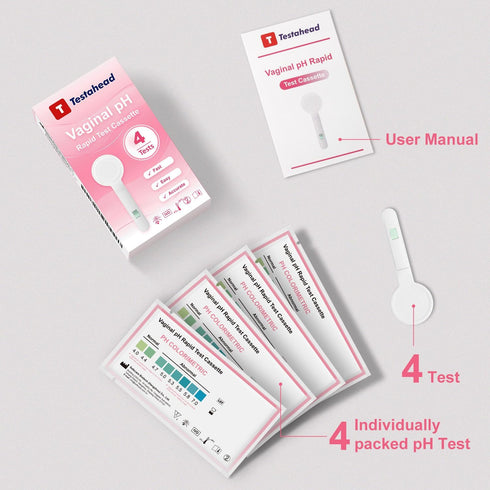 Vaginal pH Test Strips - Feminine Health Kits for Bacterial Vaginitis, Trichomonas Vaginitis, Individual Aluminum Foil