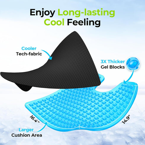 AUVON Gel Wheelchair Seat Cushion, Relieve Sciatica, Back, Coccyx, Pressure Sore and Ulcer Pain, Refreshing Ergonomic