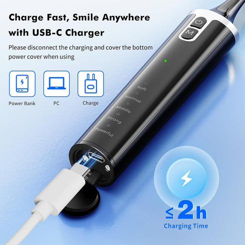 HapyLark 6 5 IPX6 Electric Tooth Polisher, Rechargeable Teeth Cleaning Kit with Cleaning Heads, Speed Modes, LED Light