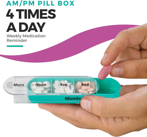 Stackable Daily Pill Organizer - Weekly Medication Reminder, Premium AM/PM Pill Box with 7 Individual Stacking Cases