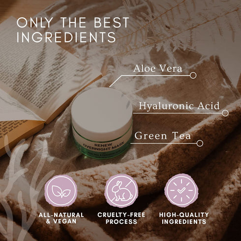 Doppeltree RENEW Overnight Facial Mask with Aloe Vera Gel & Hyaluronic Acid for Night Time Skin Care