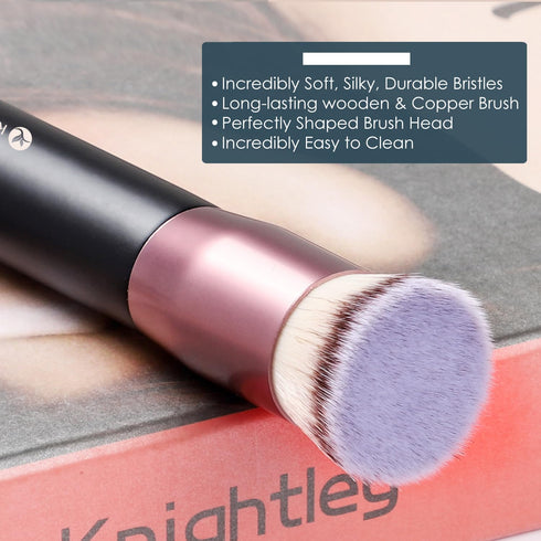 KINGMAS Premium Kabuki Makeup Brush, Flat Top Foundation Brush for Liquid, Cream, Powder, Blush Buffing (Black, A (Flat