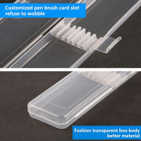 Portable Travel Cosmetic Brush Holder, Dispenser Storage Box with Transparent Lid, 3 pcs