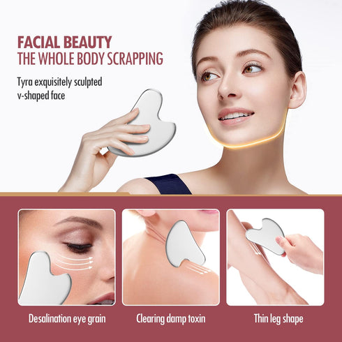 Set, DANGSHAN Gua Sha Facial Tools & Face Roller Face Massager, Lymphatic Drainage Massager, Face Sculpting Tool, Ice